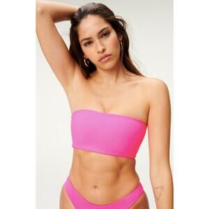Good American Better Band Top Size 2 Medium Swimwear Matte Hot Pink NWT FLAW